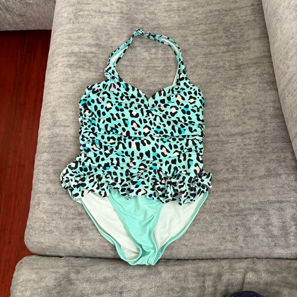 OP Kids One Piece in Blue Leopard Print